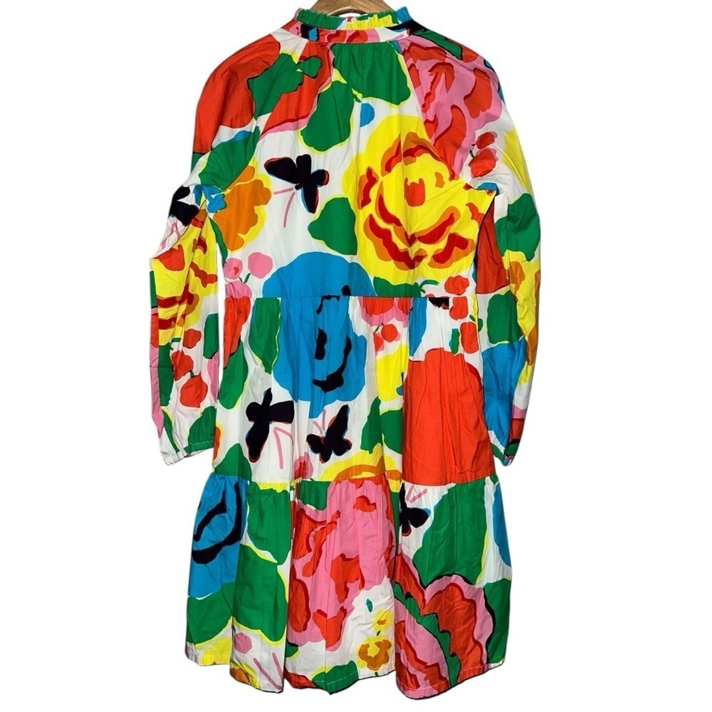 J. Crew Women’s Size XS Ratti Jardin Bright Floral Cotton Tiered Popover Dress - Picture 6 of 11